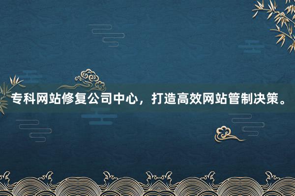 专科网站修复公司中心，打造高效网站管制决策。